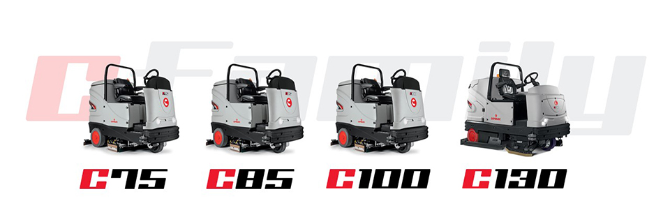 The C family of industrial floor scrubbers from Comac