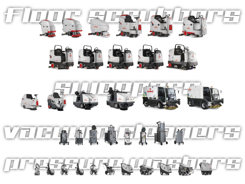 Comac machines designed for cleaning industrial floors