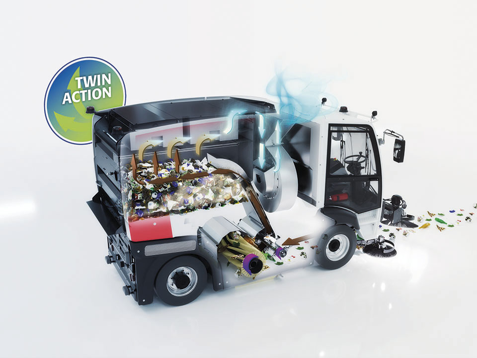 The TwinAction system of Comac street sweepers