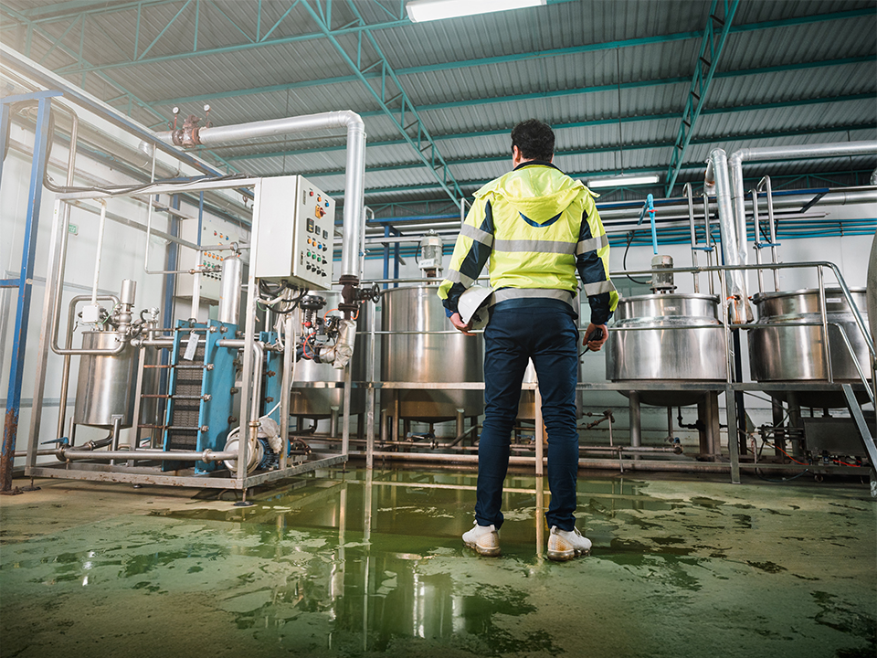 Pavimento bagnato rischio per la sicurezza della pulizia industriale