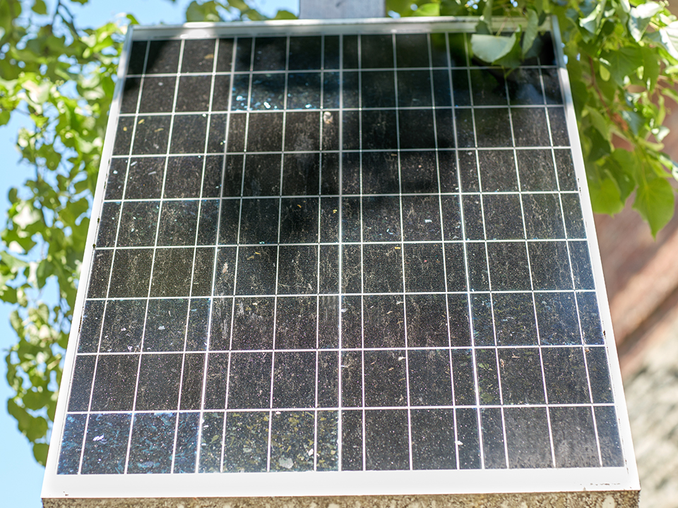 Pannelli fotovoltaici posizionati tra gli alberi